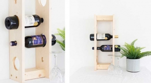 Un rangement pour bouteilles de vin fait maison