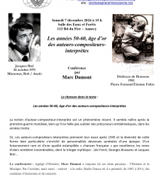 Conférence : Les années 50 - L'âge d'or des auteurs-compositeurs-interprètes